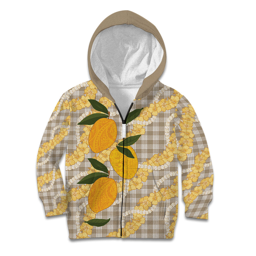 Maku'e Hawaiian Mango Palaka Kid Hoodie Aloha Hibiscus Pikake Lei