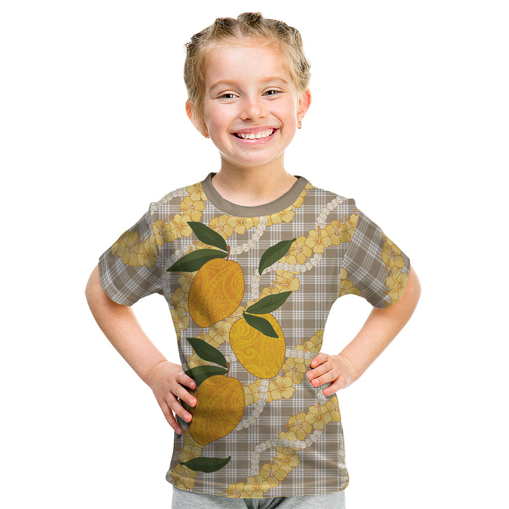 Maku'e Hawaiian Mango Palaka Kid T Shirt Aloha Hibiscus Pikake Lei