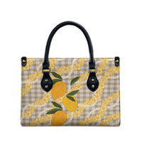Maku'e Hawaiian Mango Palaka Leather Bag Aloha Hibiscus Pikake Lei