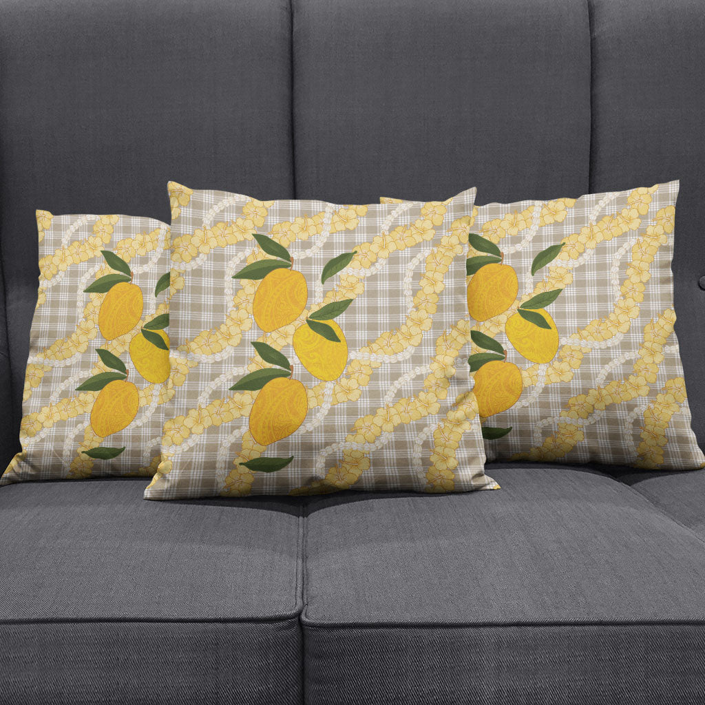 Maku'e Hawaiian Mango Palaka Pillow Cover Aloha Hibiscus Pikake Lei
