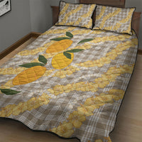 Maku'e Hawaiian Mango Palaka Quilt Bed Set Aloha Hibiscus Pikake Lei