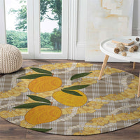 Maku'e Hawaiian Mango Palaka Round Carpet Aloha Hibiscus Pikake Lei