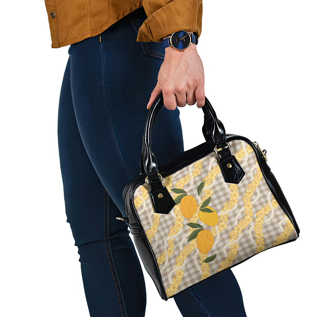 Maku'e Hawaiian Mango Palaka Shoulder Handbag Aloha Hibiscus Pikake Lei