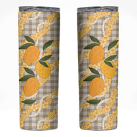 Maku'e Hawaiian Mango Palaka Skinny Tumbler Aloha Hibiscus Pikake Lei
