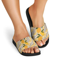 Maku'e Hawaiian Mango Palaka Slide Sandals Aloha Hibiscus Pikake Lei