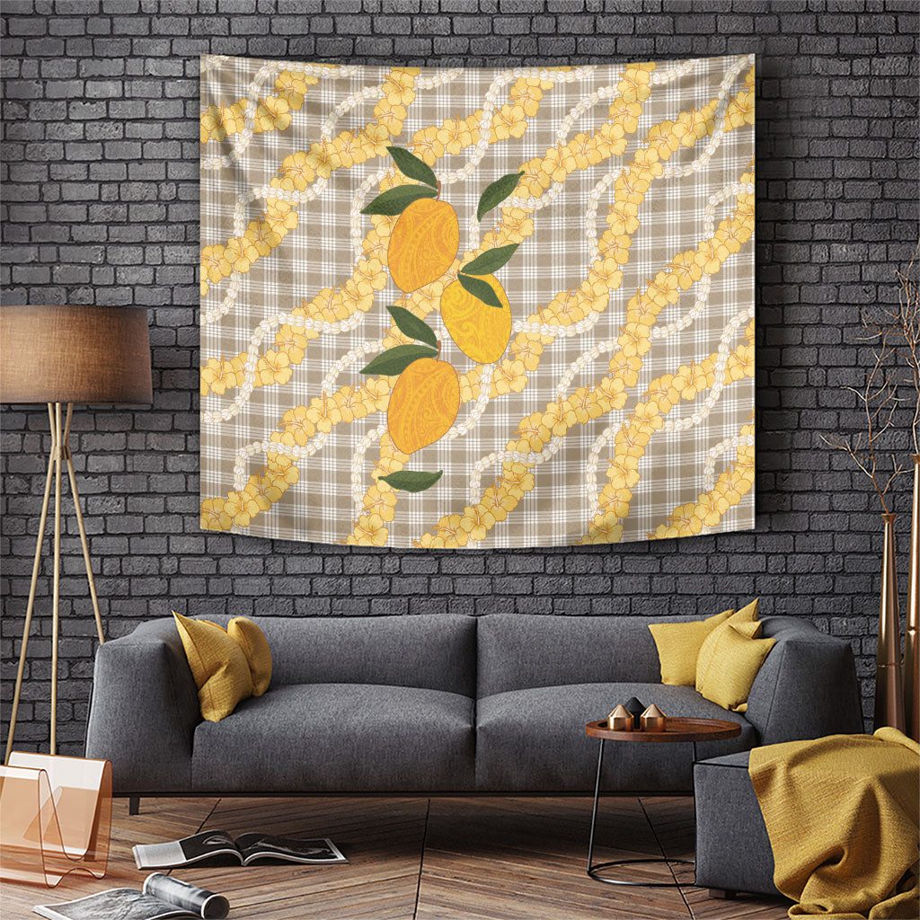 Maku'e Hawaiian Mango Palaka Tapestry Aloha Hibiscus Pikake Lei