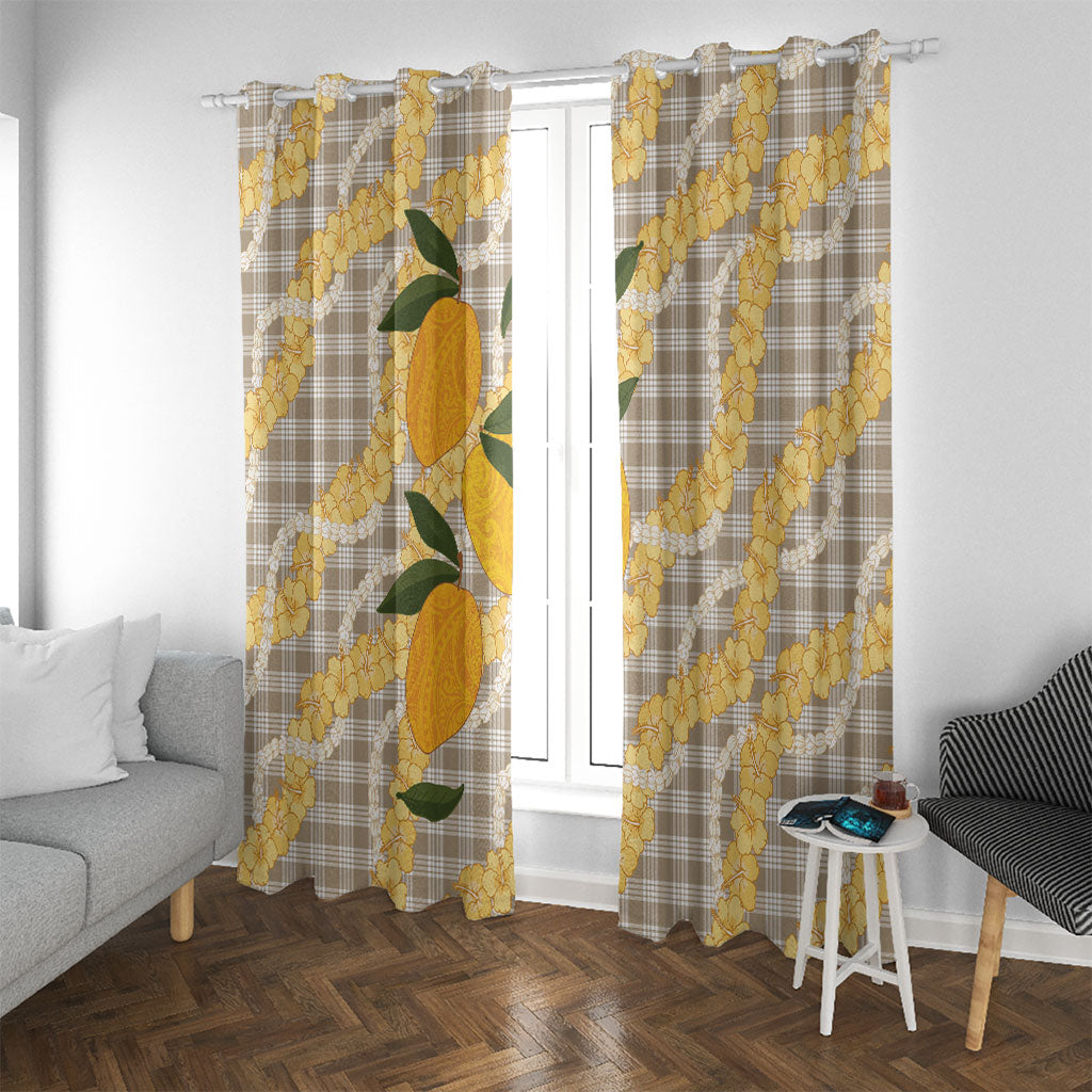 Maku'e Hawaiian Mango Palaka Window Curtain Aloha Hibiscus Pikake Lei