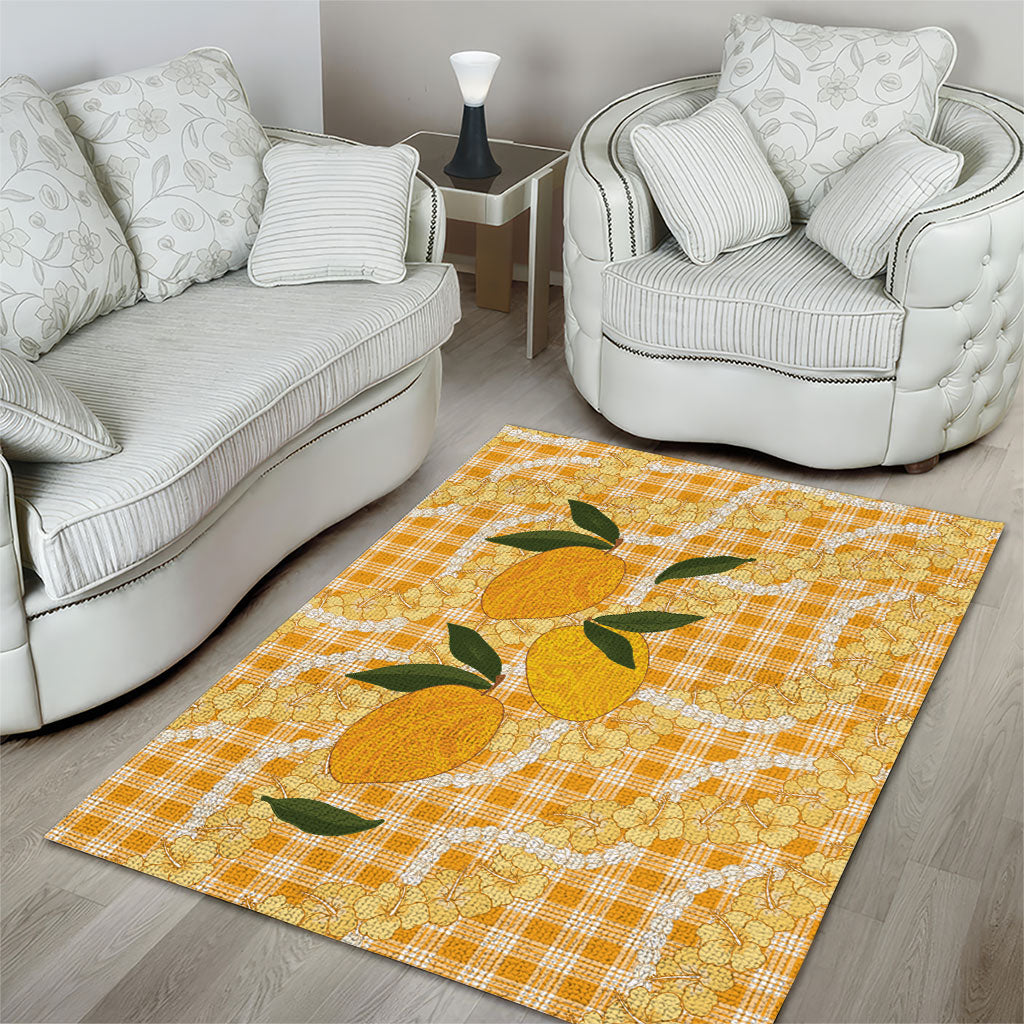 Alani Hawaiian Mango Palaka Area Rug Aloha Hibiscus Pikake Lei