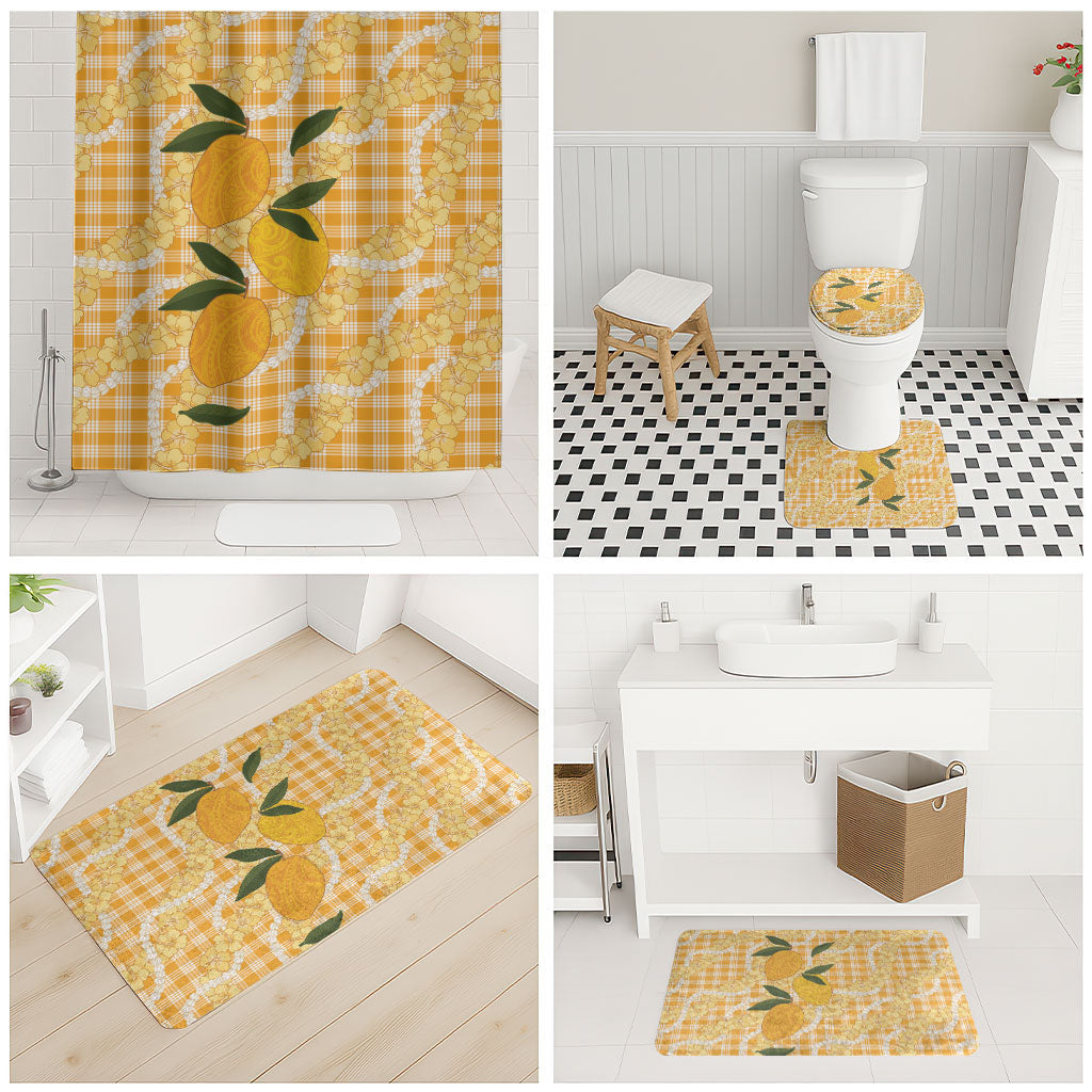 Alani Hawaiian Mango Palaka Bathroom Set Aloha Hibiscus Pikake Lei