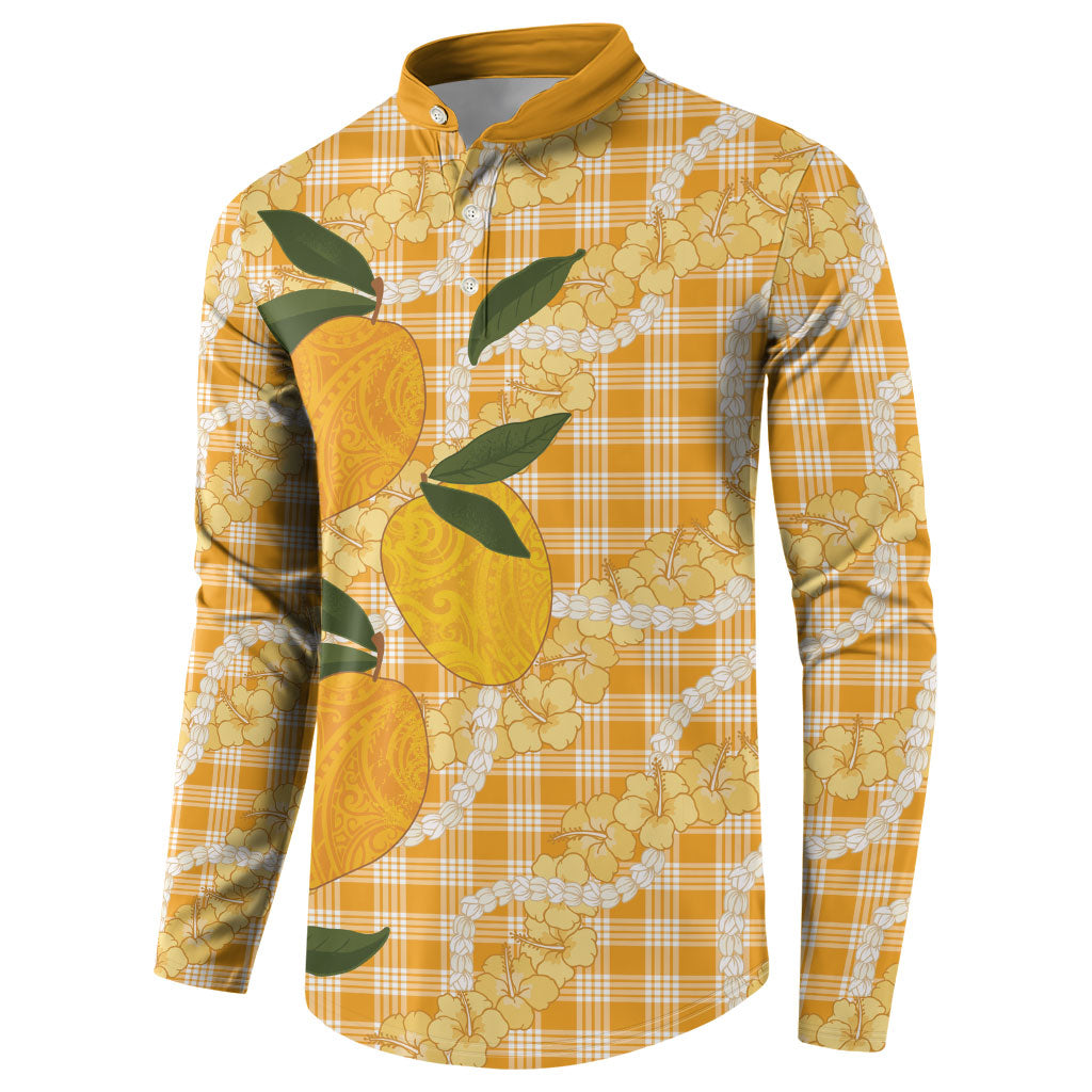 Alani Hawaiian Mango Palaka Button Sweatshirt Aloha Hibiscus Pikake Lei