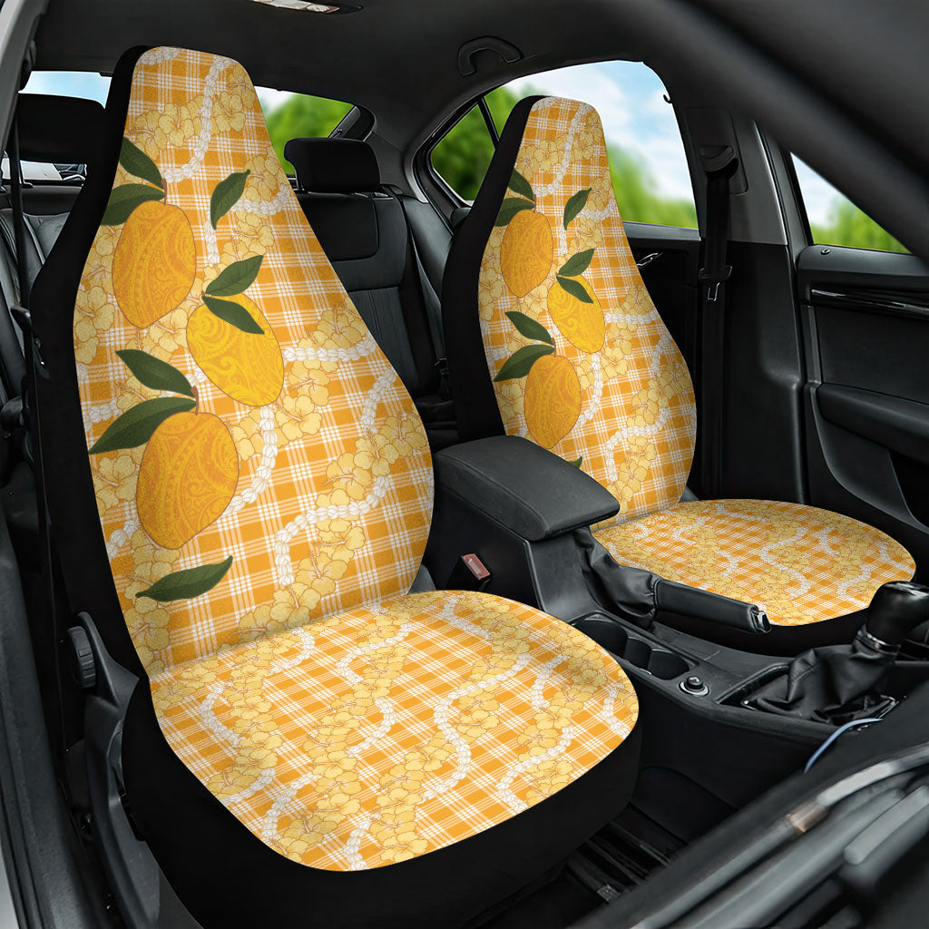 Alani Hawaiian Mango Palaka Car Seat Cover Aloha Hibiscus Pikake Lei
