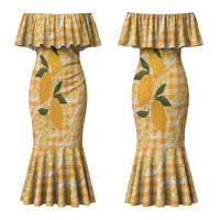 Alani Hawaiian Mango Palaka Couples Matching Mermaid Dress and Long Sleeve Button Shirt Aloha Hibiscus Pikake Lei