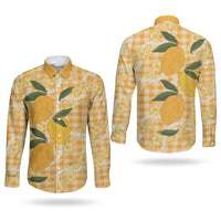 Alani Hawaiian Mango Palaka Couples Matching Tank Maxi Dress and Long Sleeve Button Shirt Aloha Hibiscus Pikake Lei