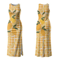 Alani Hawaiian Mango Palaka Couples Matching Tank Maxi Dress and Long Sleeve Button Shirt Aloha Hibiscus Pikake Lei