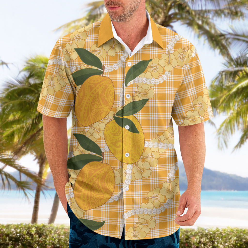 Alani Hawaiian Mango Palaka Hawaiian Shirt Aloha Hibiscus Pikake Lei