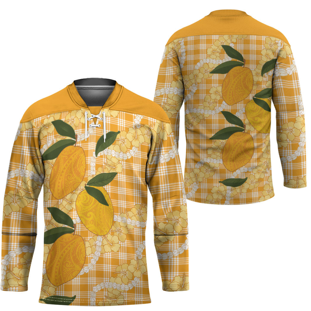 Alani Hawaiian Mango Palaka Hockey Jersey Aloha Hibiscus Pikake Lei