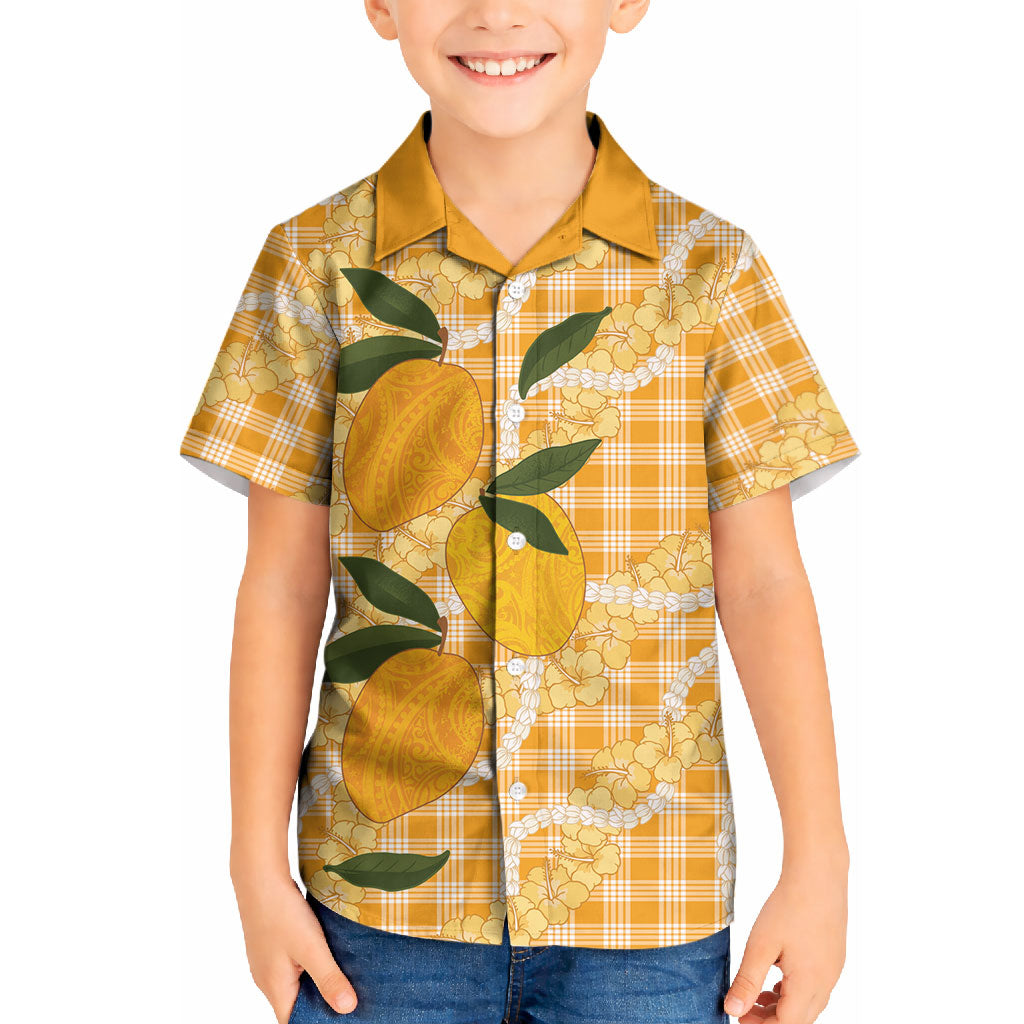 Alani Hawaiian Mango Palaka Kid Hawaiian Shirt Aloha Hibiscus Pikake Lei
