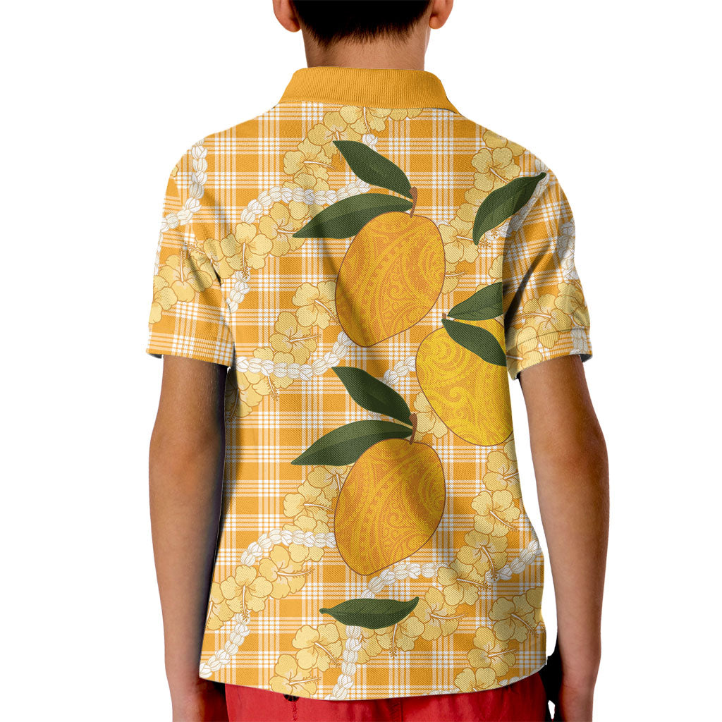 Alani Hawaiian Mango Palaka Kid Polo Shirt Aloha Hibiscus Pikake Lei