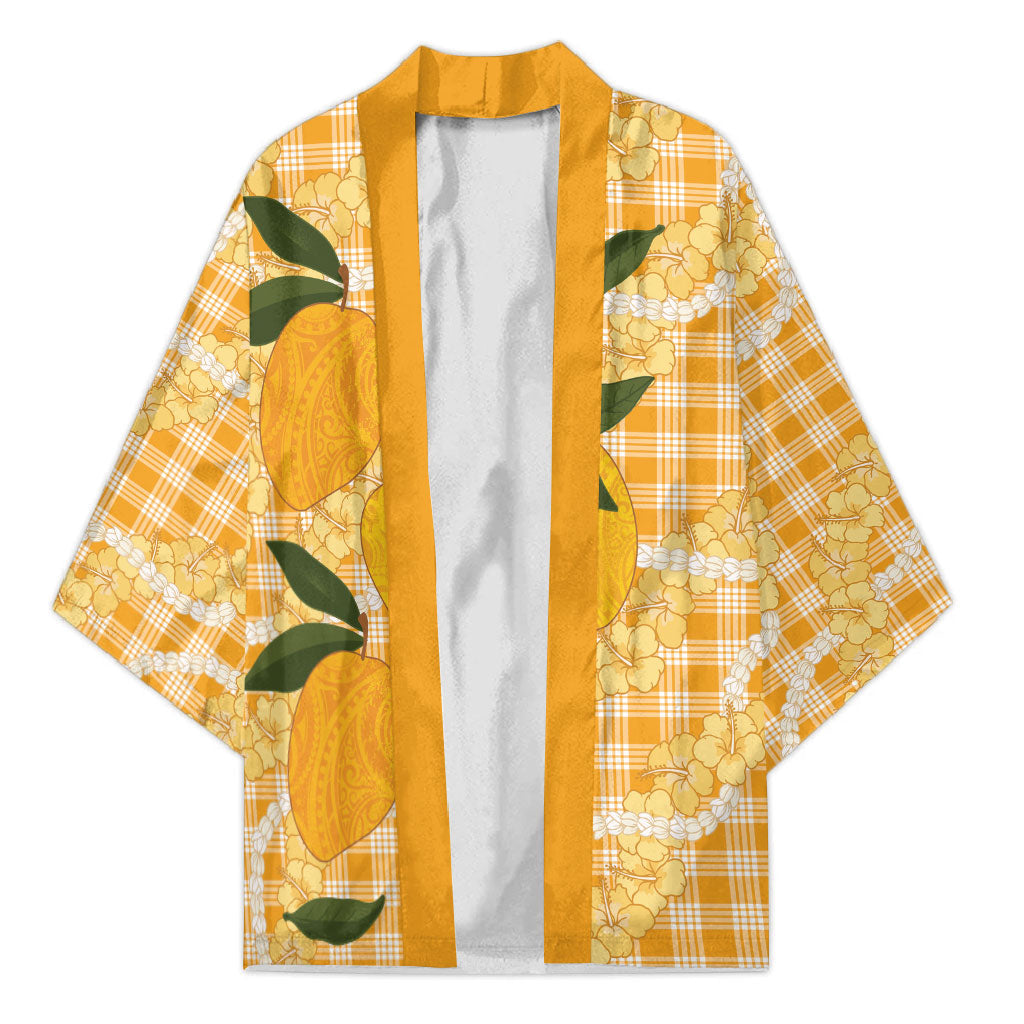 Alani Hawaiian Mango Palaka Kimono Aloha Hibiscus Pikake Lei