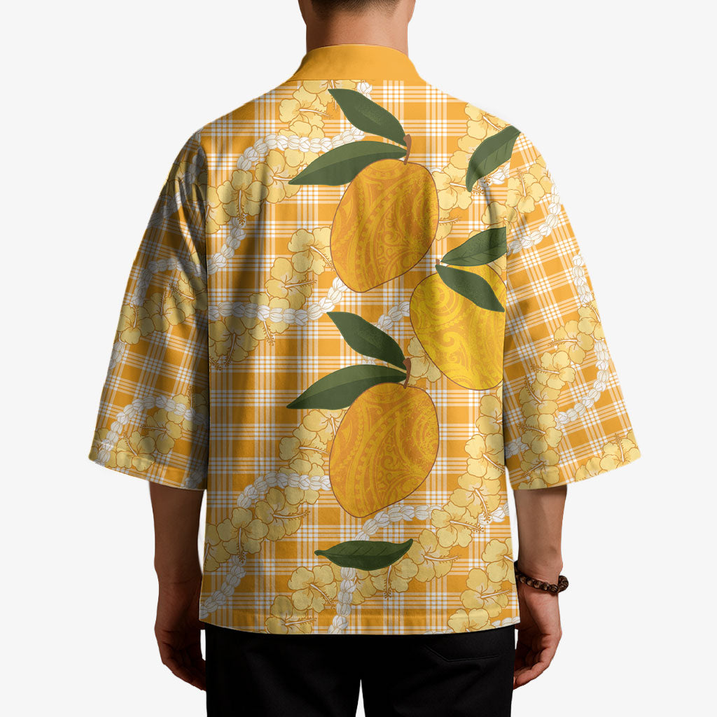 Alani Hawaiian Mango Palaka Kimono Aloha Hibiscus Pikake Lei