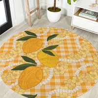 Alani Hawaiian Mango Palaka Round Carpet Aloha Hibiscus Pikake Lei