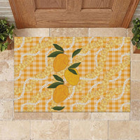 Alani Hawaiian Mango Palaka Rubber Doormat Aloha Hibiscus Pikake Lei
