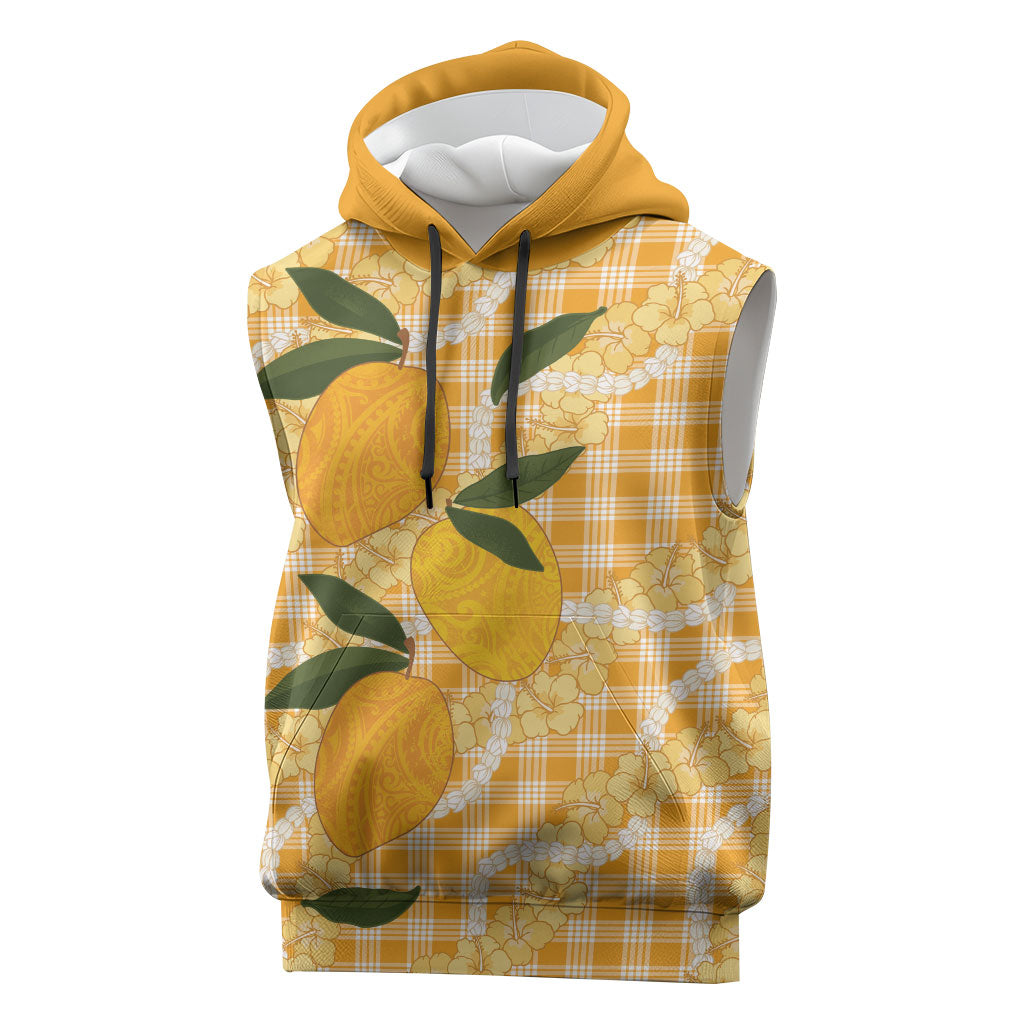 Alani Hawaiian Mango Palaka Sleeveless Hoodie Aloha Hibiscus Pikake Lei