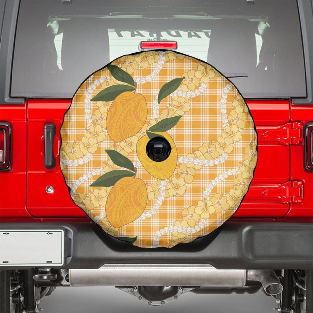 Alani Hawaiian Mango Palaka Spare Tire Cover Aloha Hibiscus Pikake Lei