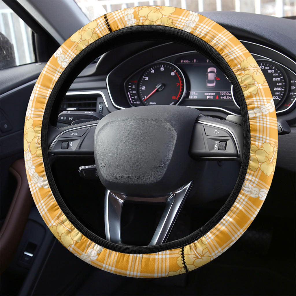 Alani Hawaiian Mango Palaka Steering Wheel Cover Aloha Hibiscus Pikake Lei