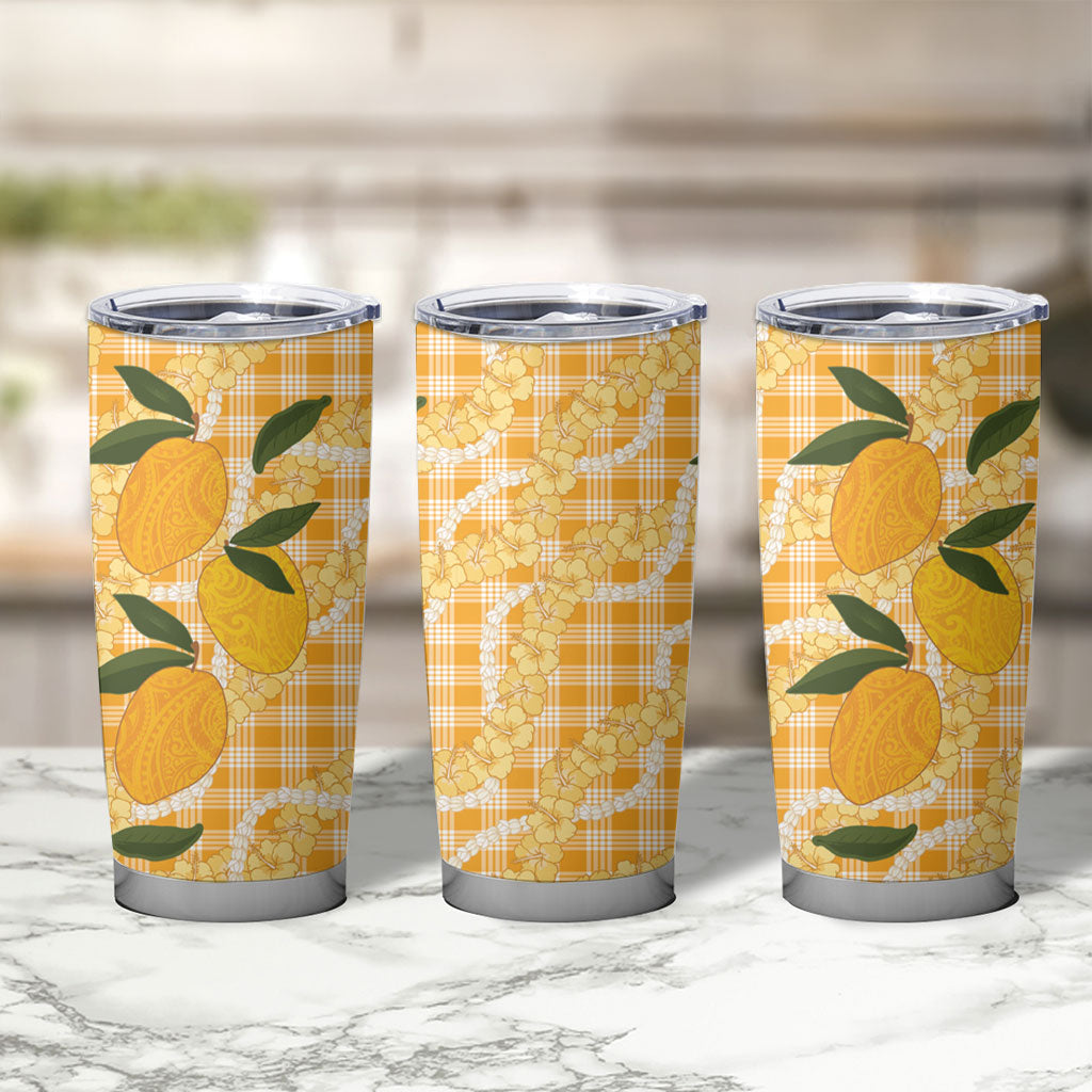 Alani Hawaiian Mango Palaka Tumbler Cup Aloha Hibiscus Pikake Lei
