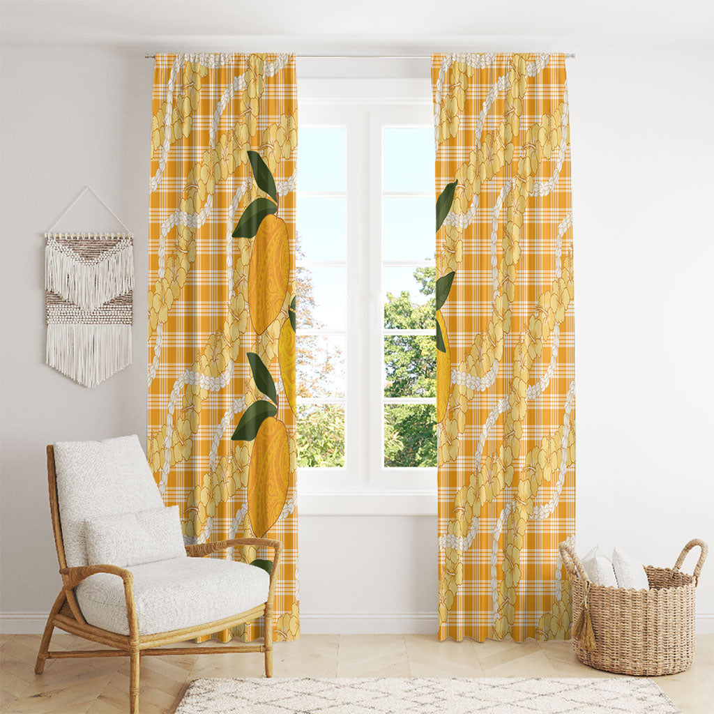 Alani Hawaiian Mango Palaka Window Curtain Aloha Hibiscus Pikake Lei