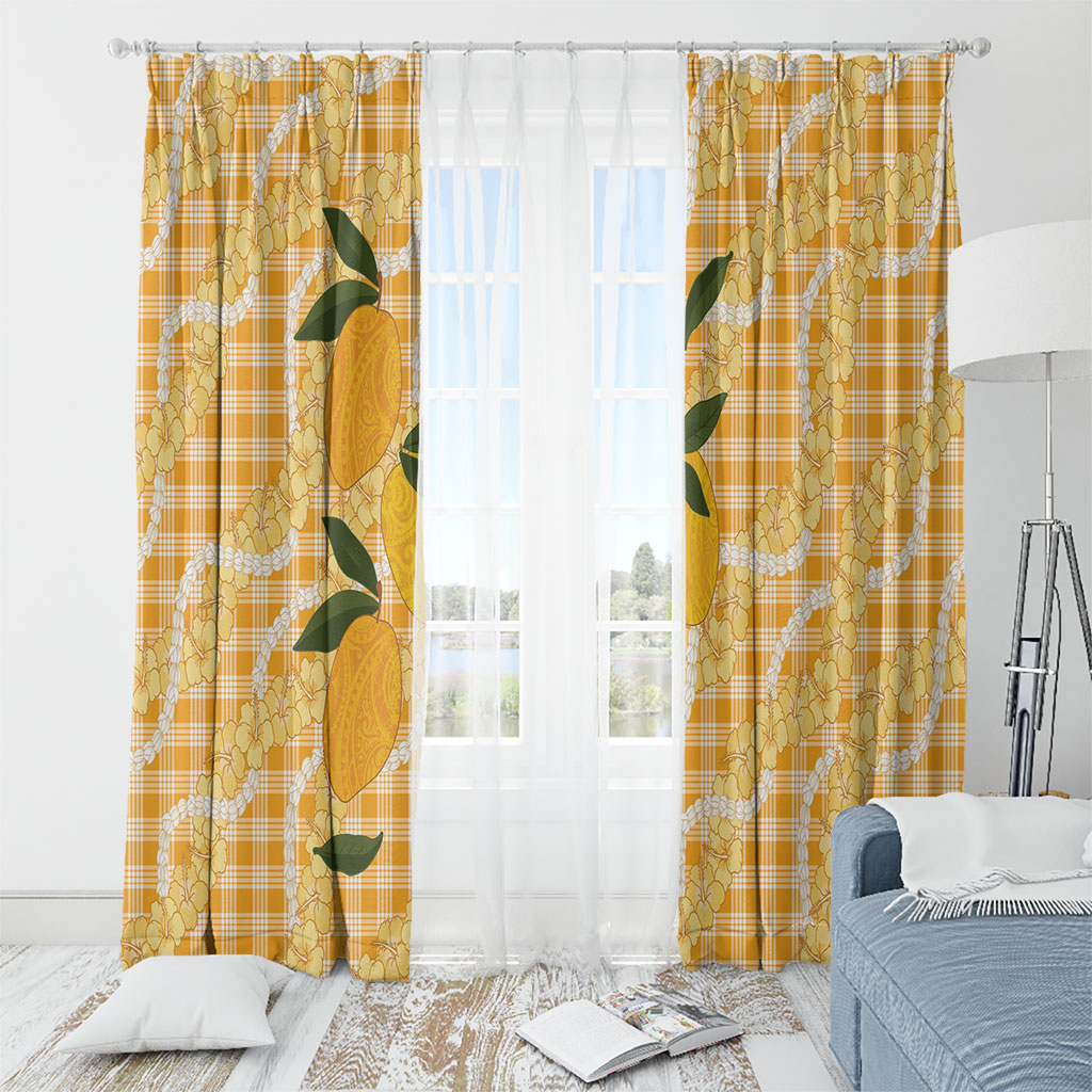 Alani Hawaiian Mango Palaka Window Curtain Aloha Hibiscus Pikake Lei