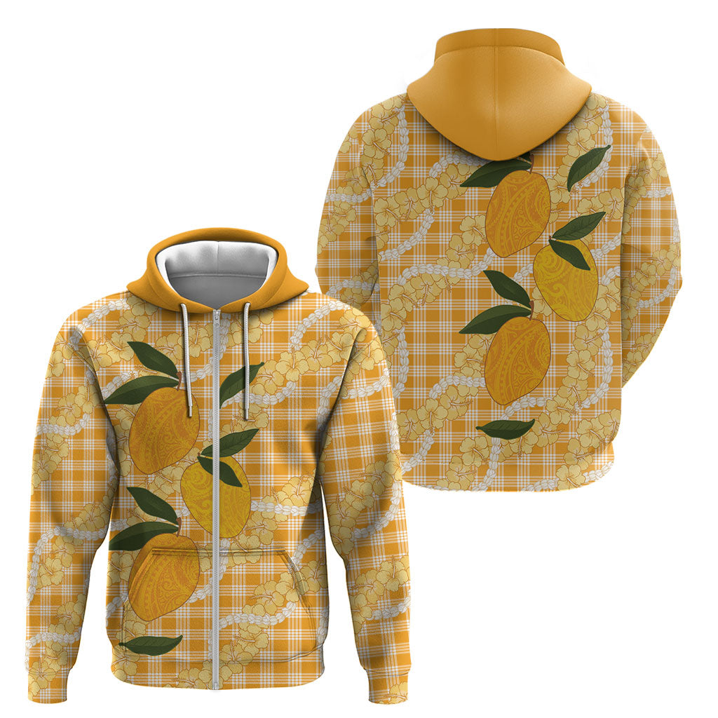 Alani Hawaiian Mango Palaka Zip Hoodie Aloha Hibiscus Pikake Lei