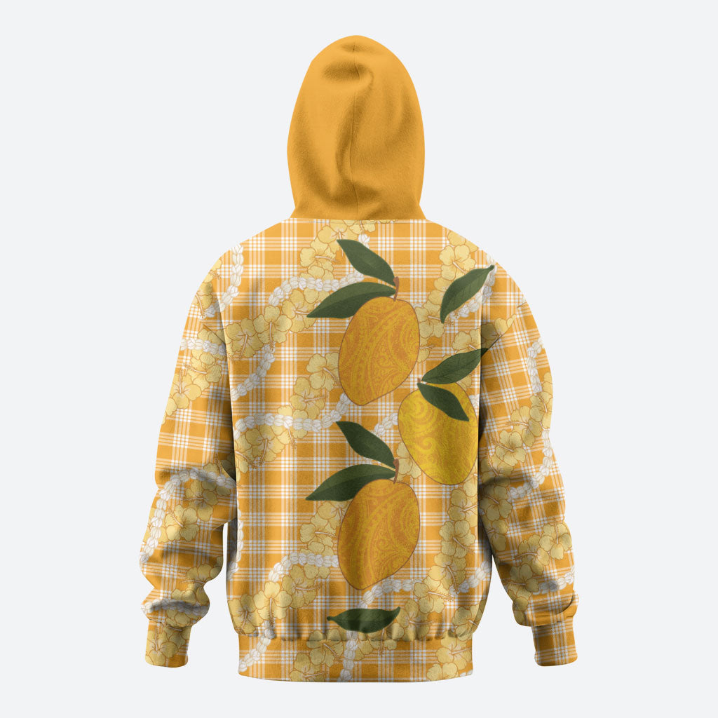 Alani Hawaiian Mango Palaka Zip Hoodie Aloha Hibiscus Pikake Lei