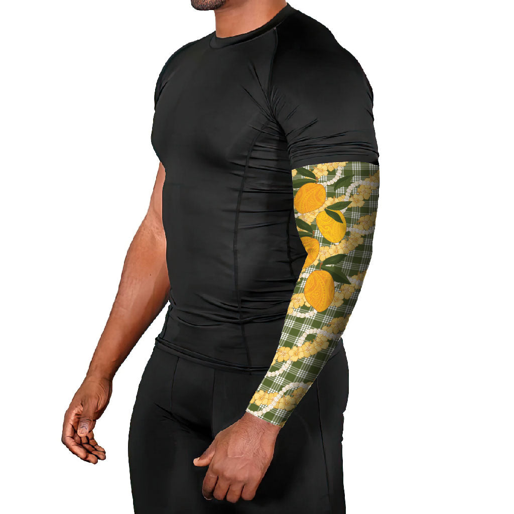 Uliuli Ahiahia Hawaiian Mango Palaka Arm Sleeves Aloha Hibiscus Pikake Lei