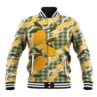 Uliuli Ahiahia Hawaiian Mango Palaka Baseball Jacket Aloha Hibiscus Pikake Lei