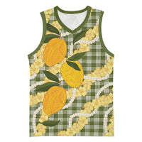 Uliuli Ahiahia Hawaiian Mango Palaka Basketball Jersey Aloha Hibiscus Pikake Lei