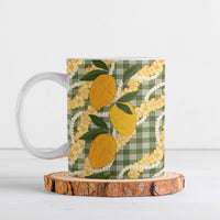 Uliuli Ahiahia Hawaiian Mango Palaka Ceramic Mug Aloha Hibiscus Pikake Lei