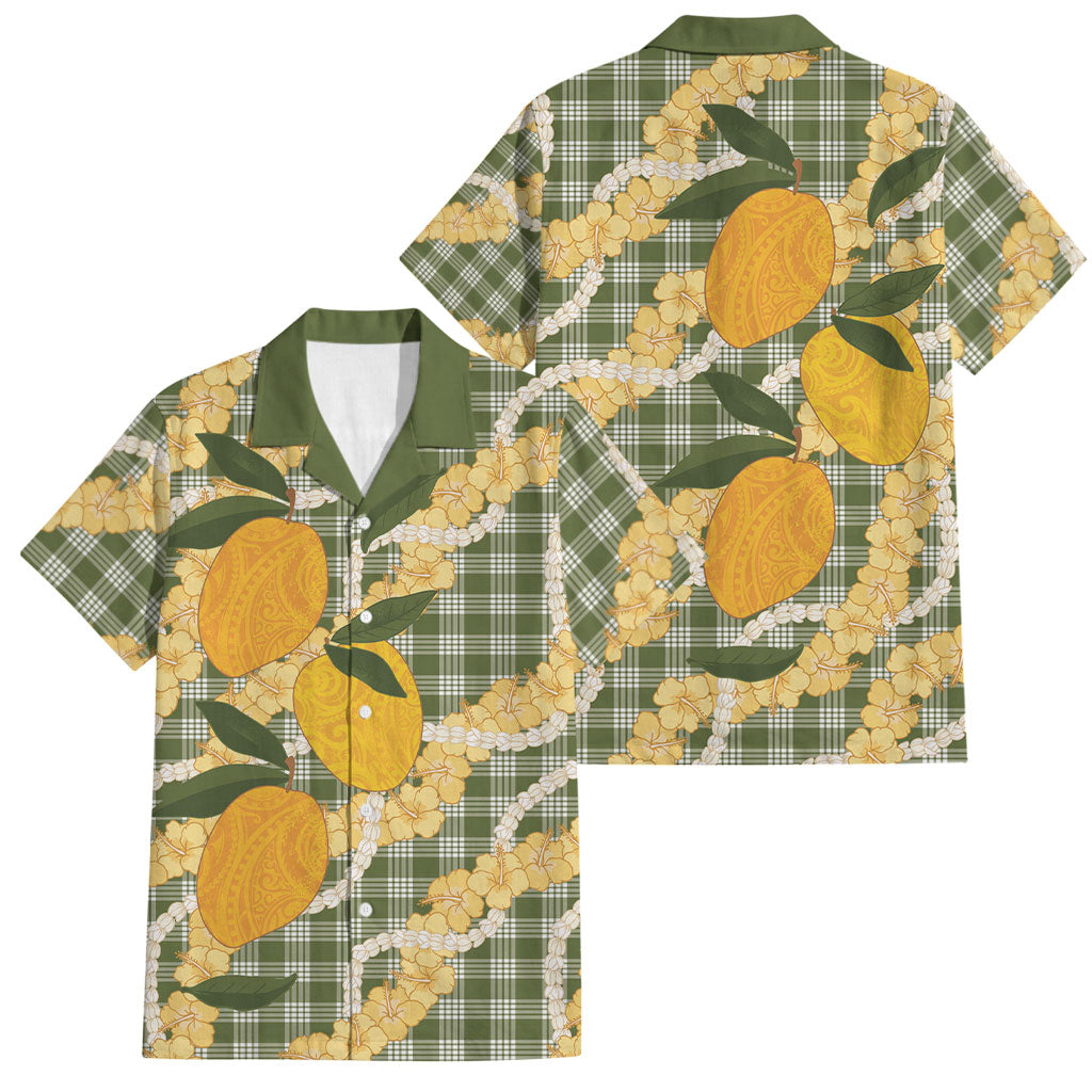 Uliuli Ahiahia Hawaiian Mango Palaka Family Matching Tank Maxi Dress and Hawaiian Shirt Aloha Hibiscus Pikake Lei