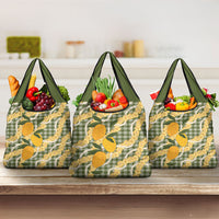 Uliuli Ahiahia Hawaiian Mango Palaka Grocery Bag Aloha Hibiscus Pikake Lei