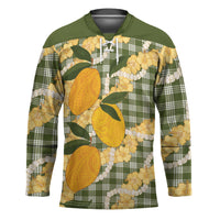 Uliuli Ahiahia Hawaiian Mango Palaka Hockey Jersey Aloha Hibiscus Pikake Lei