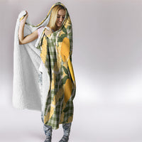 Uliuli Ahiahia Hawaiian Mango Palaka Hooded Blanket Aloha Hibiscus Pikake Lei