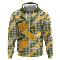 Uliuli Ahiahia Hawaiian Mango Palaka Hoodie Aloha Hibiscus Pikake Lei