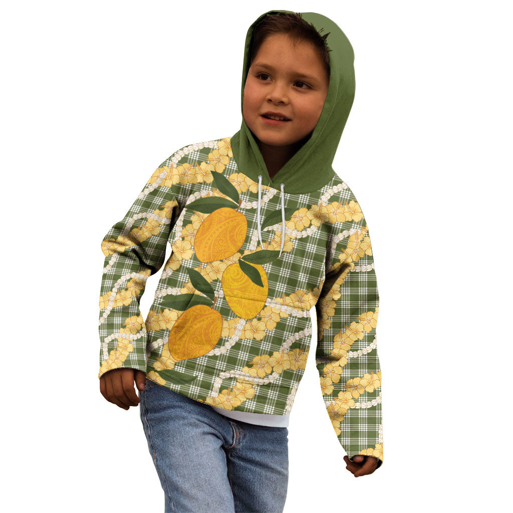 Uliuli Ahiahia Hawaiian Mango Palaka Kid Hoodie Aloha Hibiscus Pikake Lei