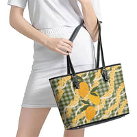 Uliuli Ahiahia Hawaiian Mango Palaka Leather Tote Bag Aloha Hibiscus Pikake Lei