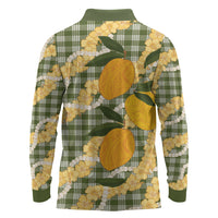 Uliuli Ahiahia Hawaiian Mango Palaka Long Sleeve Polo Shirt Aloha Hibiscus Pikake Lei