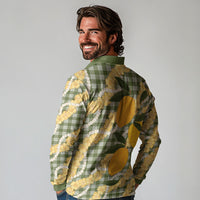 Uliuli Ahiahia Hawaiian Mango Palaka Long Sleeve Polo Shirt Aloha Hibiscus Pikake Lei