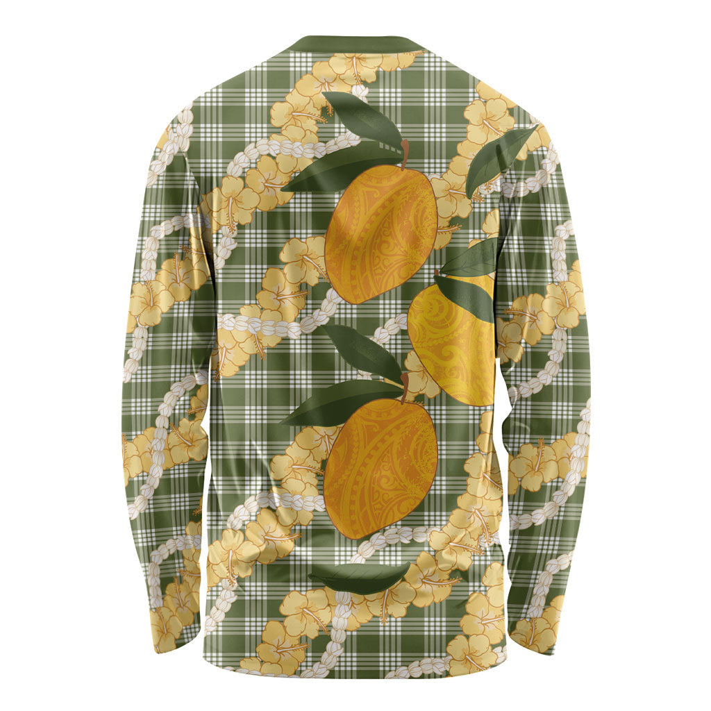 Uliuli Ahiahia Hawaiian Mango Palaka Long Sleeve Shirt Aloha Hibiscus Pikake Lei