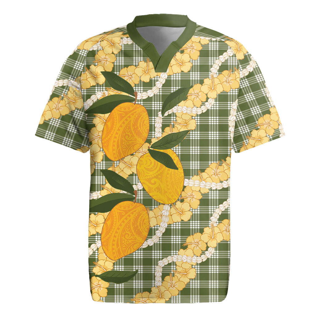 Uliuli Ahiahia Hawaiian Mango Palaka Rugby Jersey Aloha Hibiscus Pikake Lei