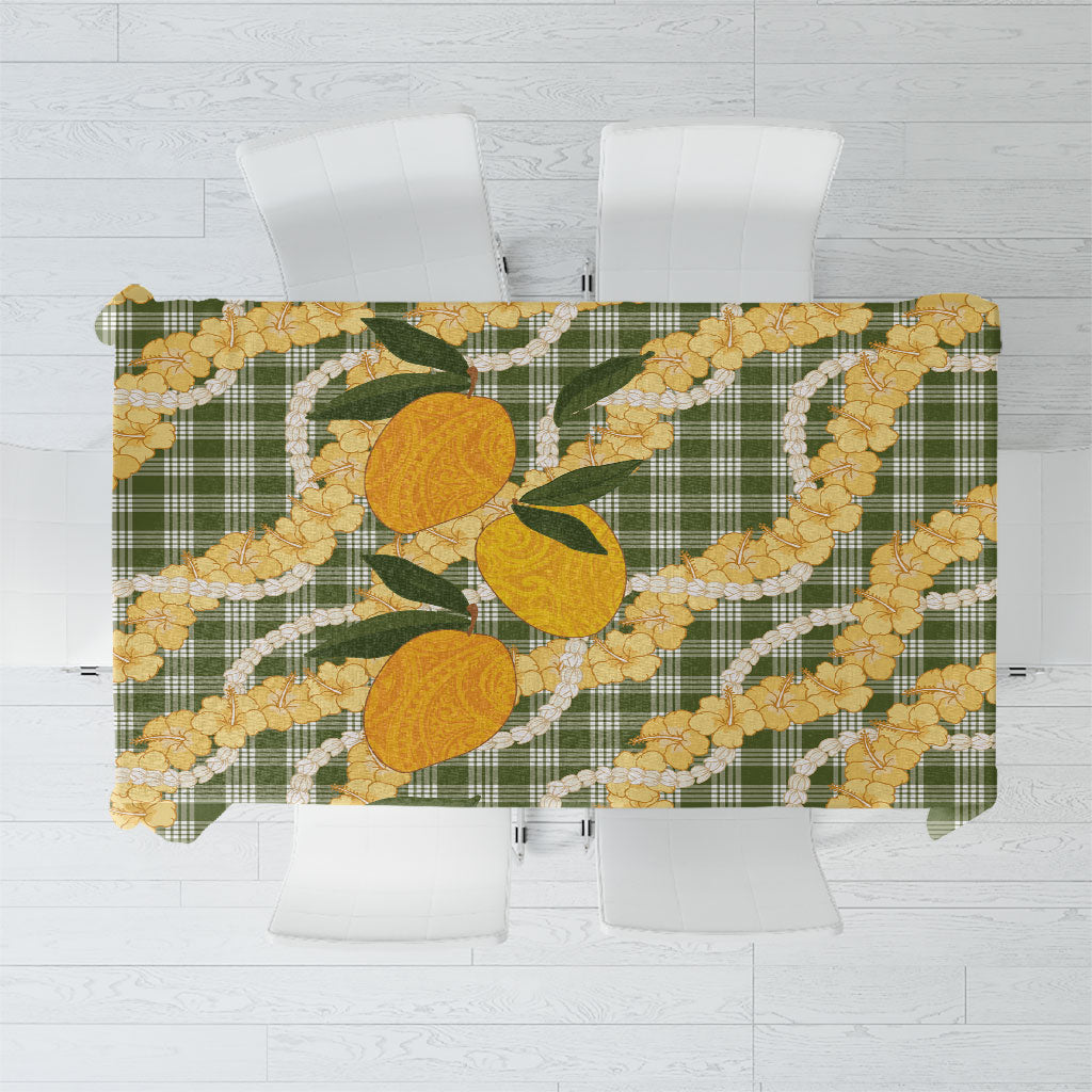Uliuli Ahiahia Hawaiian Mango Palaka Tablecloth Aloha Hibiscus Pikake Lei